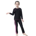 thumbnail image 4 of IBTOM CASTLE Kids Girls Burkini Swimsuits Modest Muslim Islamic Long Sleeve Rash Guard Full Cover Hijab Top Skirted Swim Capris ​Swimwear 3-4 Years Black + Pink, 4 of 8