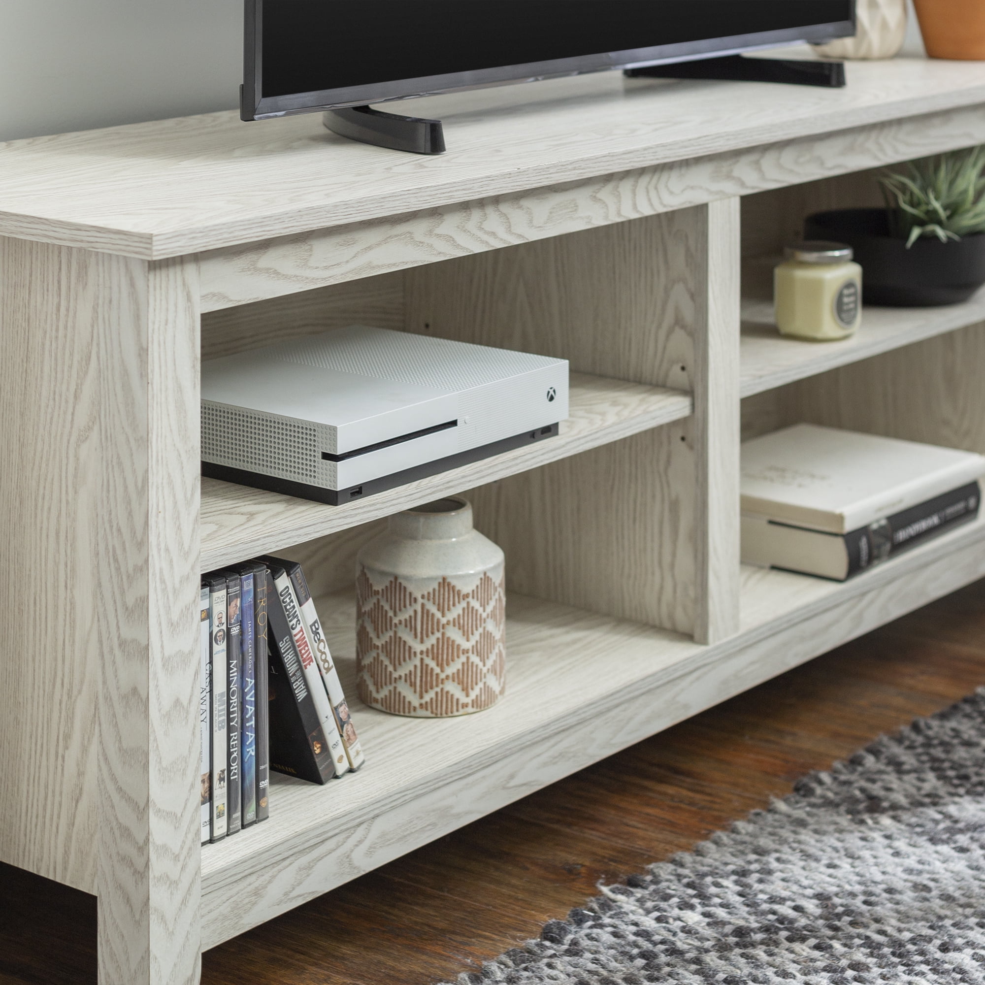 Manor Park Open Storage TV Stand for TVs up to 65", White Wash