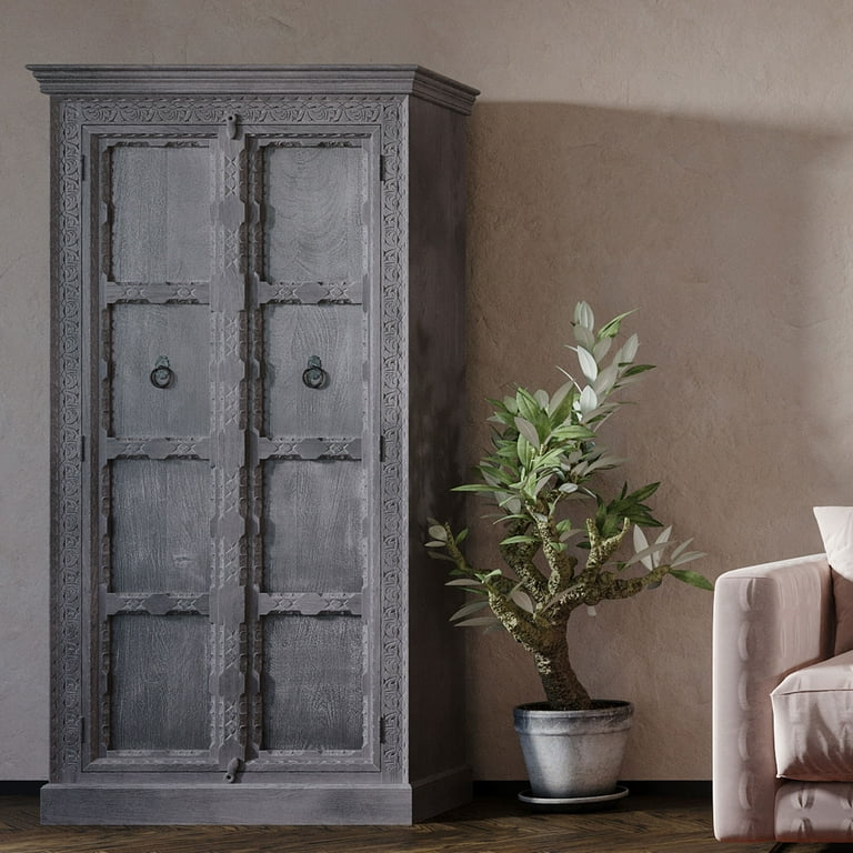 Maven Lane Mahala Handmade Heritage Wooden Cabinet in Grey