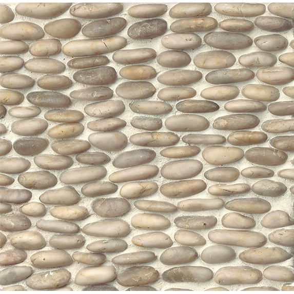 Bedrosians Hemisphere Polished Stacked Pebble Mosaic 12" x 12", Fatima Cream (6-Pack, 6 SF)