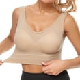 thumbnail image 2 of Eashery Cotton Bras For Women Plus Size Seamless Gym Running Vest Breathable Women Bras Push Up Beige 3XL, 2 of 4