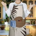 thumbnail image 6 of Brown Boho Geometric and Plant Pattern Apron-Garden Aprons for Women with Pockets-Cotton Linen Waterproof Kitchen Cooking Gardening Aprons Adjustable for Kitchen,Cooking,BBQ and Salon 33x27 Inch, 6 of 7