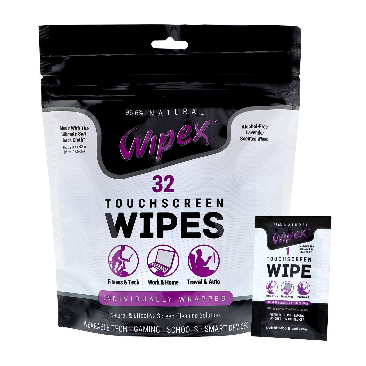 Wipex AlcoholFree Touchscreen Cleaning Wipes for Fitness Tech, Smartphones, Tablets, TVs