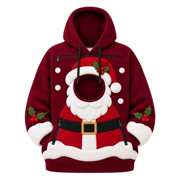 CAIVO Men Women Unisex Christmas Pet Pouch Hoodie Snowman Sweatshirt with Pocket for Dogs Cats With Zipper Pockets For Holiday Party Tops