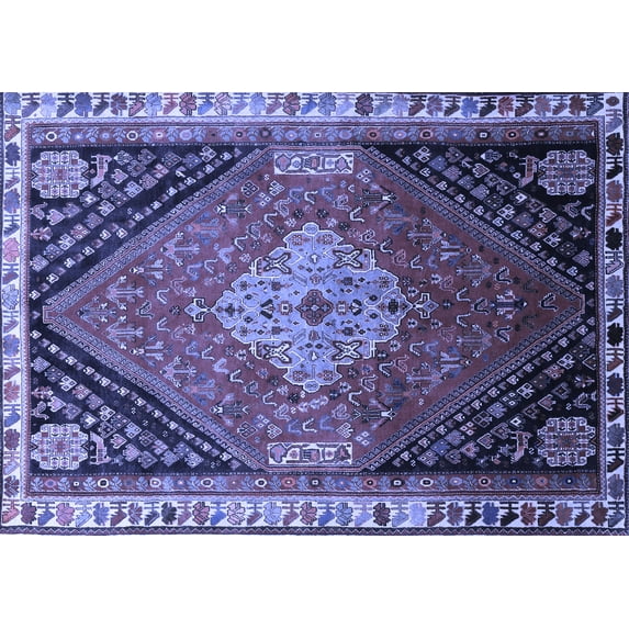 Ahgly Company Machine Washable Indoor Rectangle Persian Blue Traditional Area Rugs, 8' x 10'