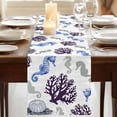 thumbnail image 3 of Table Runners 72 Inches Long Dress Scarves, Seahorse Coral Coastal Farmhouse Kitchen/Dining Table Runner, Coffee Tablerunners, Nautical Summer Beach Ocean Sea 16x72 Inch, 3 of 9