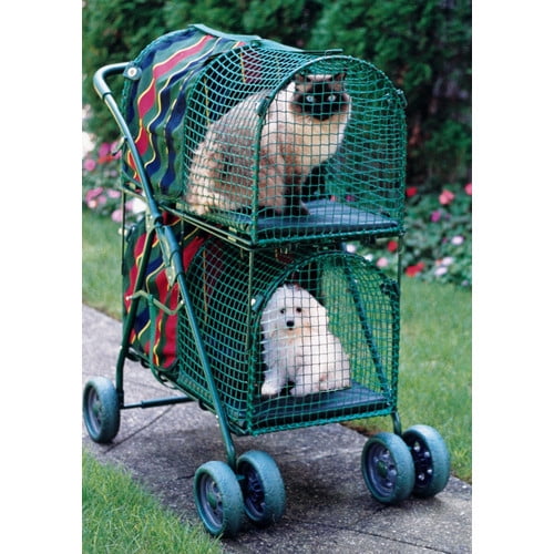 Kittywalk Double Decker Pet Stroller, Striped, 30" x 16" x 41.5