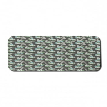 Floral Computer Mouse Pad, Abstract Simplistic Flowers and Leaves, Rectangle Non-Slip Rubber Mousepad Large, 31" x 12" Gaming Size, Grey Pale Sage Green, by Ambesonne