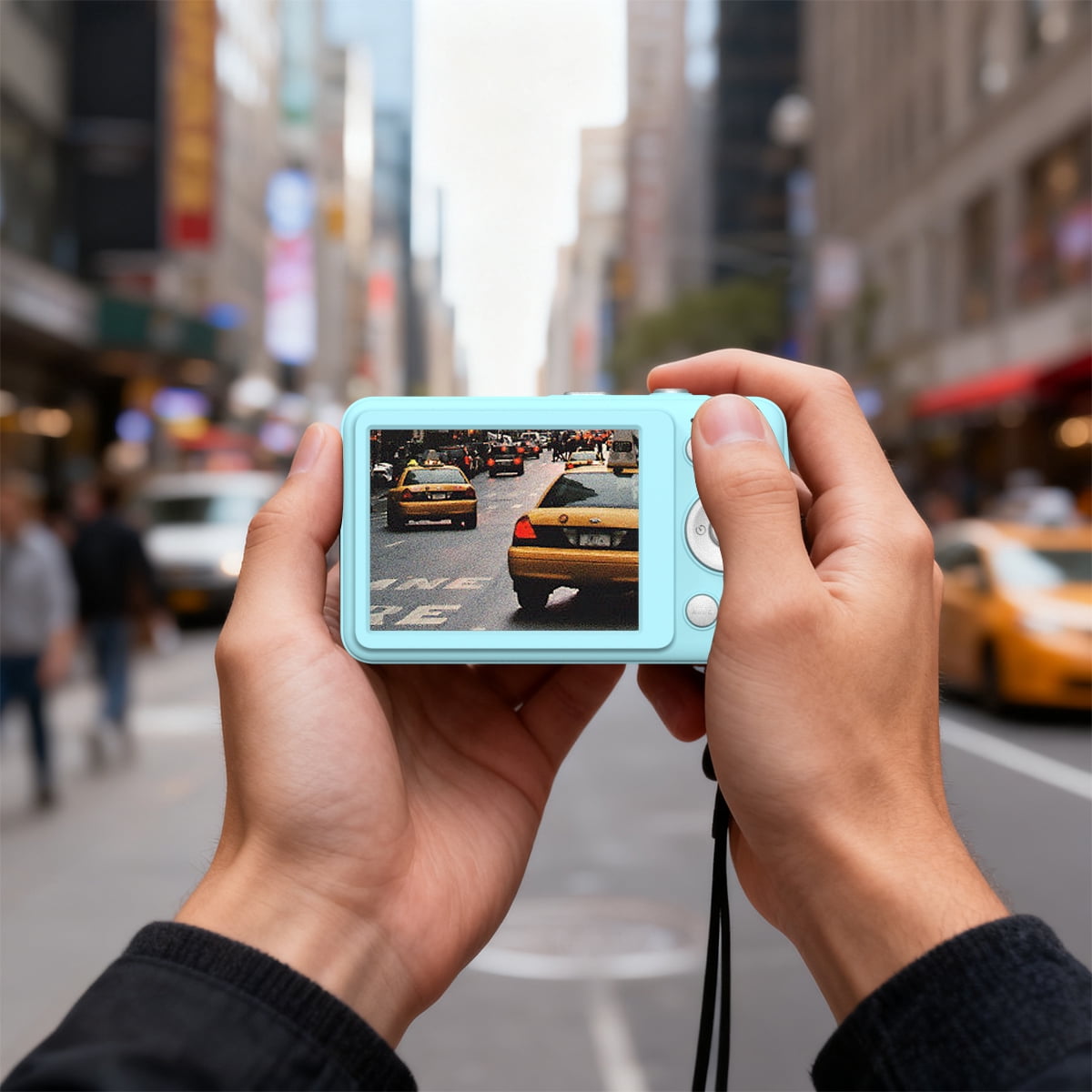 W & O Q3 Portable 16x Digital Zoom 48 MP CCD Point & Shoot Digital Camera with 32GB SD Card, Blue