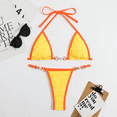 thumbnail image 2 of Traje de baño de triángulo de nailon con accesorios dorados y multicolor de bikini dividido con tiras en las axilas para mujer, 2 of 5