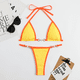 thumbnail image 2 of Traje de baño de triángulo de nailon con accesorios dorados y multicolor de bikini dividido con tiras en las axilas para mujer, 2 of 6