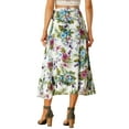 thumbnail image 3 of MODA NOVA Juniors Floral Print Ruffle Self Tie Knot Split Beach Wrap Midi Skirt, 3 of 6