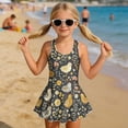 thumbnail image 3 of COEQINE Girls Tank Neck One Piece Swimsuit with Skirt & Liner, Sleeveless Wide Straps V-Back Summer Swim Dress for Swim Lessons & Water Play, Ages 10-11, Cute Chicken Floral, 3 of 8