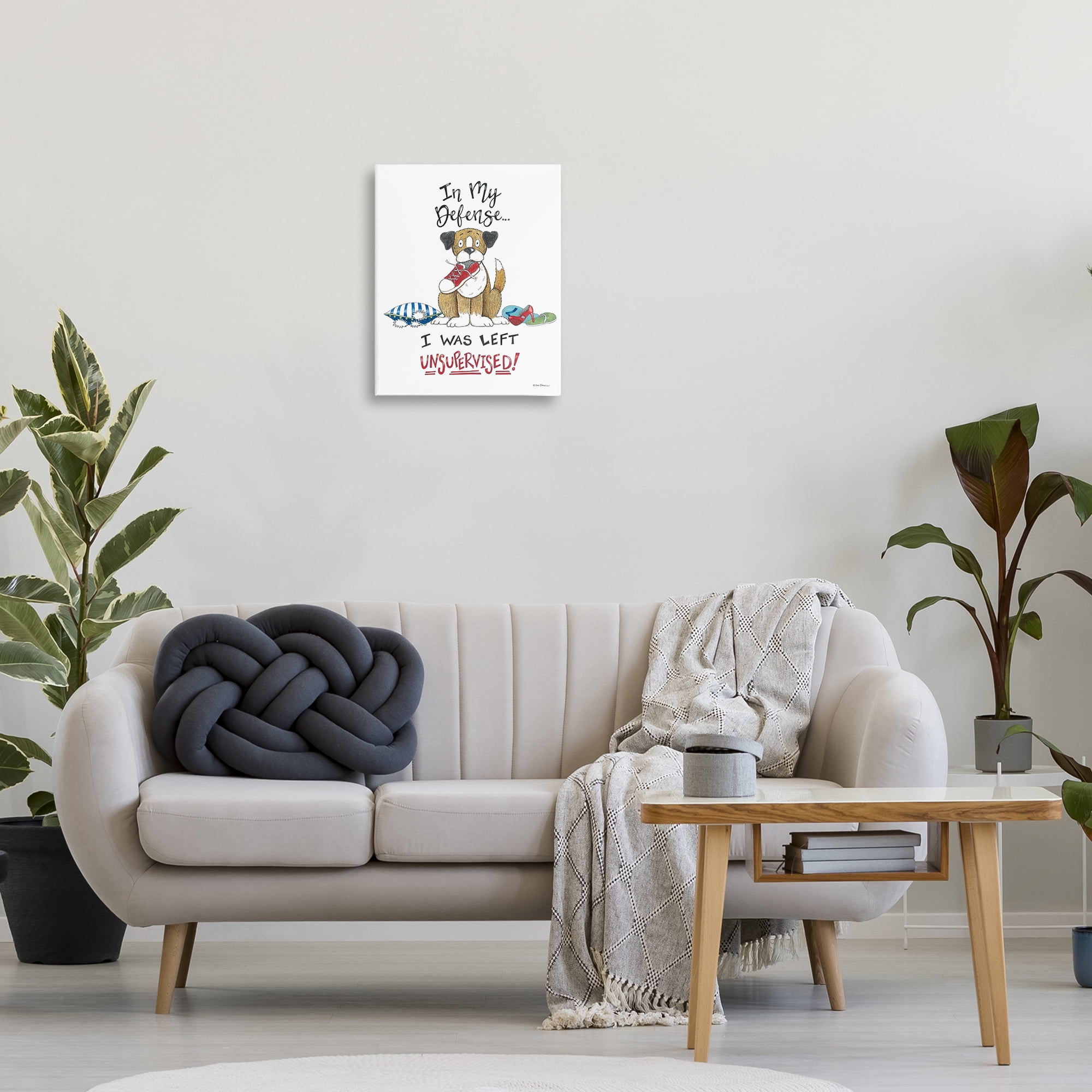 Stupell Industries Left Unsupervised Dog Animals Painting Wrapped Canvas Art Print Wall Art, 16 x 20
