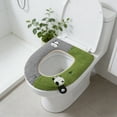 thumbnail image 1 of Funda de asiento de inodoro cálida y gruesa de peluche de invierno, cojín antimanchas con cierre de velcro, bonita funda de asiento de inodoro con estampado de pandas, funda de asiento de inodoro de p, 1 of 6