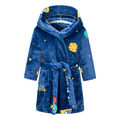 thumbnail image 3 of LYMAYTER Toddler Boys Kids Hooded Bathrobe Soft Flannel Starry Printed Casual Home Wear Robe for 2-12Y, 3 of 10