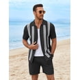 thumbnail image 5 of COOFANDY Men's 2 Piece Short Sets Casual Button Down Shirt and Shorts Set Knit Polo Set Vintage Summer Beach Outfits, 5 of 6