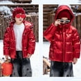 thumbnail image 6 of Fesfesfes Unisex Kids Medium Long Down Jacket Hooded Coat Thick Insulated Outerwear for Cold Weather Casual Childrens Padded Parka Winter Warm Outwear(Red#2,7-8 Years), 6 of 8