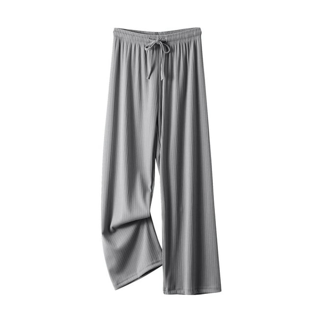 Plebaso Wide Leg Pants for Women Drawstring Knit Casual Pants Solid Color Womens Open Bottom Trousers