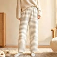 thumbnail image 5 of Women's Stripe Pajama Pants Casual Elastic Waist Loose Wide Leg Lounge Bottoms Comfy Casual Breathable Everyday Wear, 5 of 7