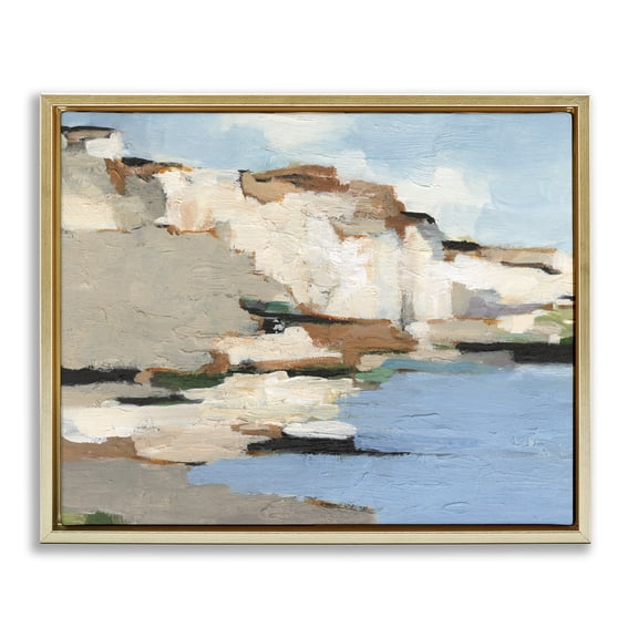 Stupell Industries Contemporary Ocean Cliffs Nature Landscape Gold Floating Frame Canvas Art, 21 x 17, by Ethan Harper