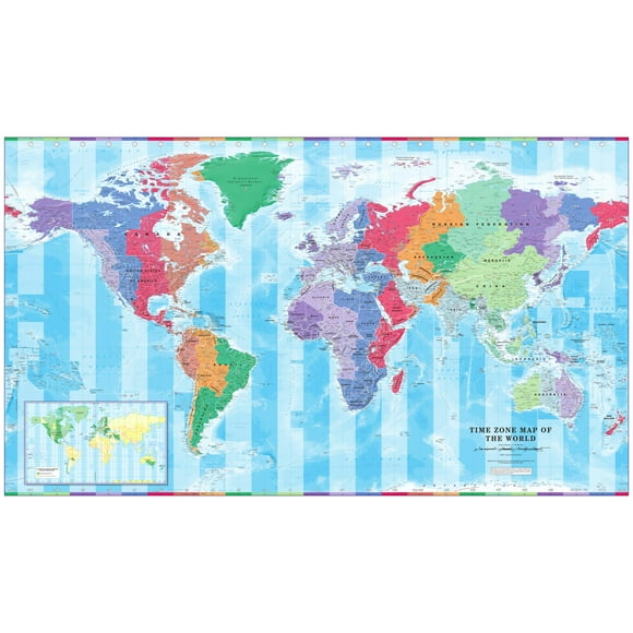 Cosmographics: Time Zone Wall Map of the World - Large - 56.25 x 34.75 inch Poster - Front Lamination