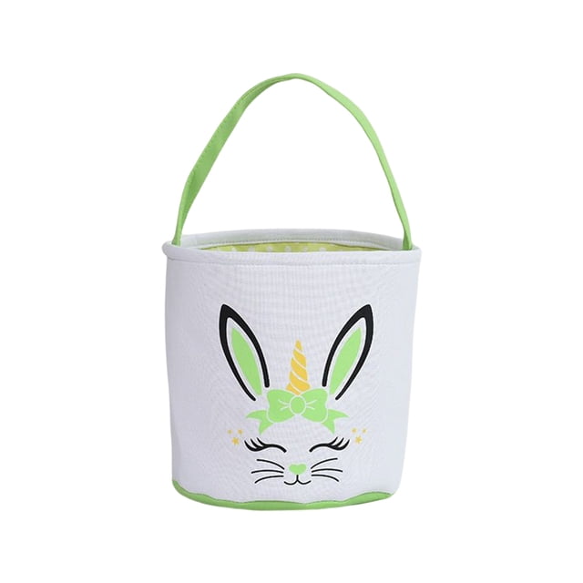 Advancent Bolsa de conejito Canasta de Pascua Conveniencia Cubos de vacaciones Suministros para niños Patrones surtidos decorativos Bolsas con Almacenamiento y organización del hogar Unicore verde
