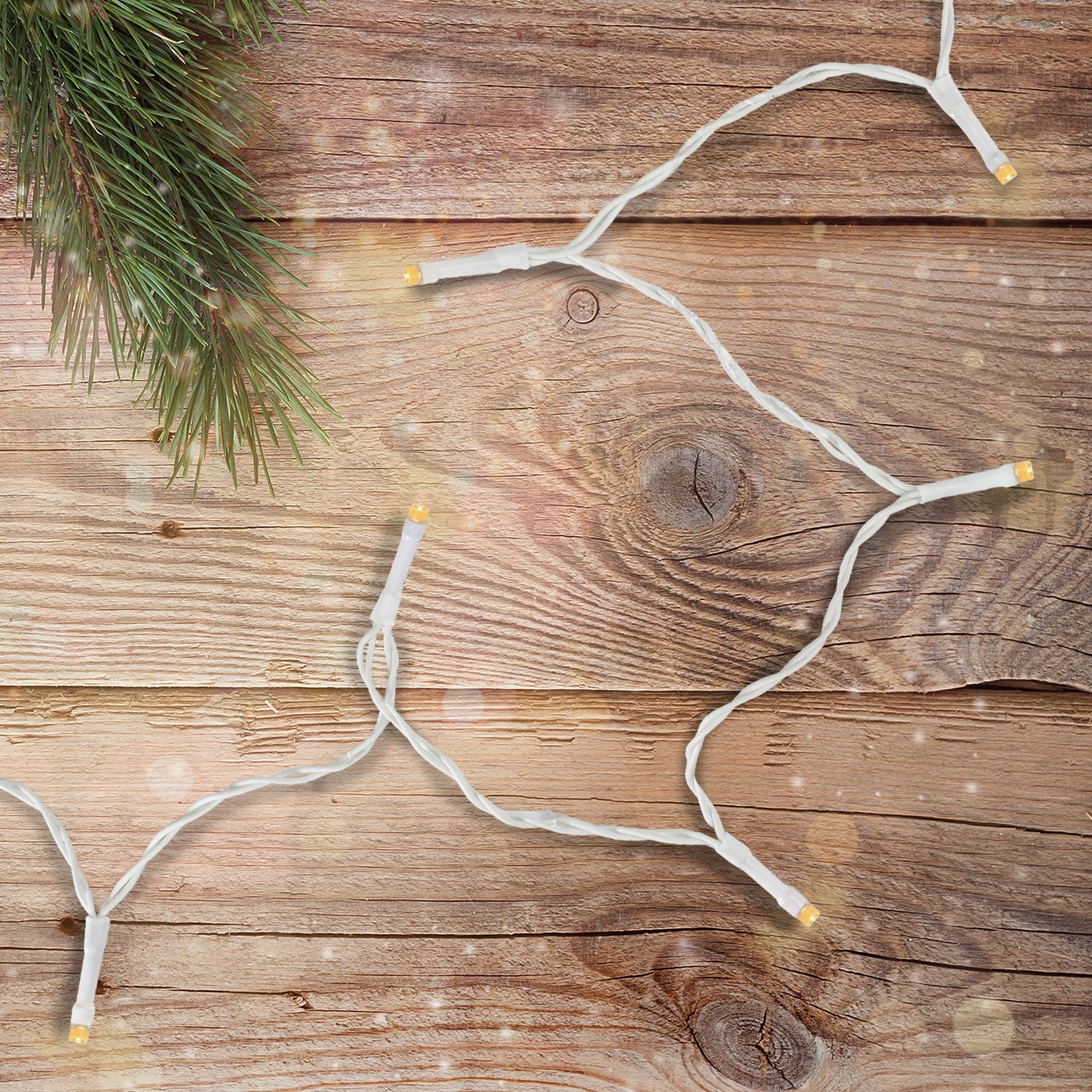 Northlight 10 B/O Warm White LED Wide Angle Christmas Lights - 3 ft White Wire - 3'