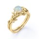 thumbnail image 4 of JeenMata Ópalo Etíope Redondo de 1 Quilate y Moissanita - Engaste de 4 Puntas - Juego de Boda de Inspiración Botánica - Baño de Oro Amarillo de 18 K sobre Plata, 4 of 6
