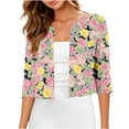 thumbnail image 2 of Neewe Fashion Print 3/4 Length Sleeve Womens Cardigan Summer 2026 Fashion Trendy Boat Crew Neck Work Dressy Casual Blouses, 2 of 7