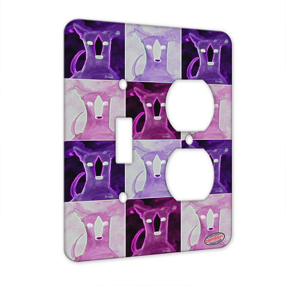 KuzmarK™ 2 Gang Single Toggle / Single Duplex Wall Plate - Fawn Greyhound The Fly Dog Electric Art by Denise Every