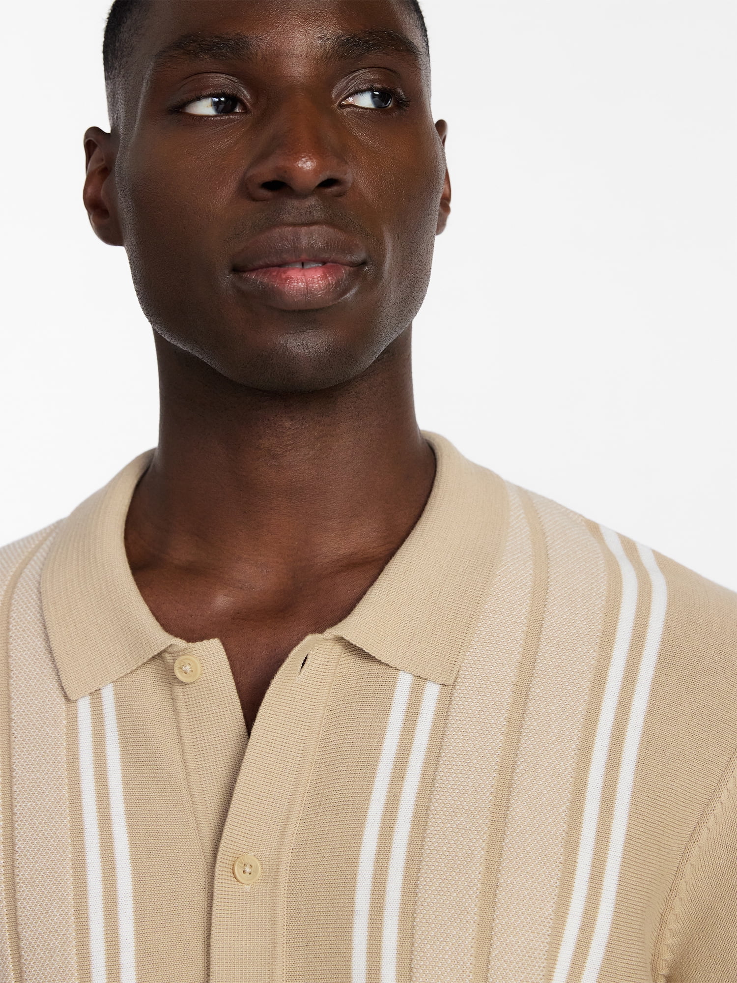 George Men’s Cotton Button Front Polo Sweater with Short Sleeves, Sizes S-3XL