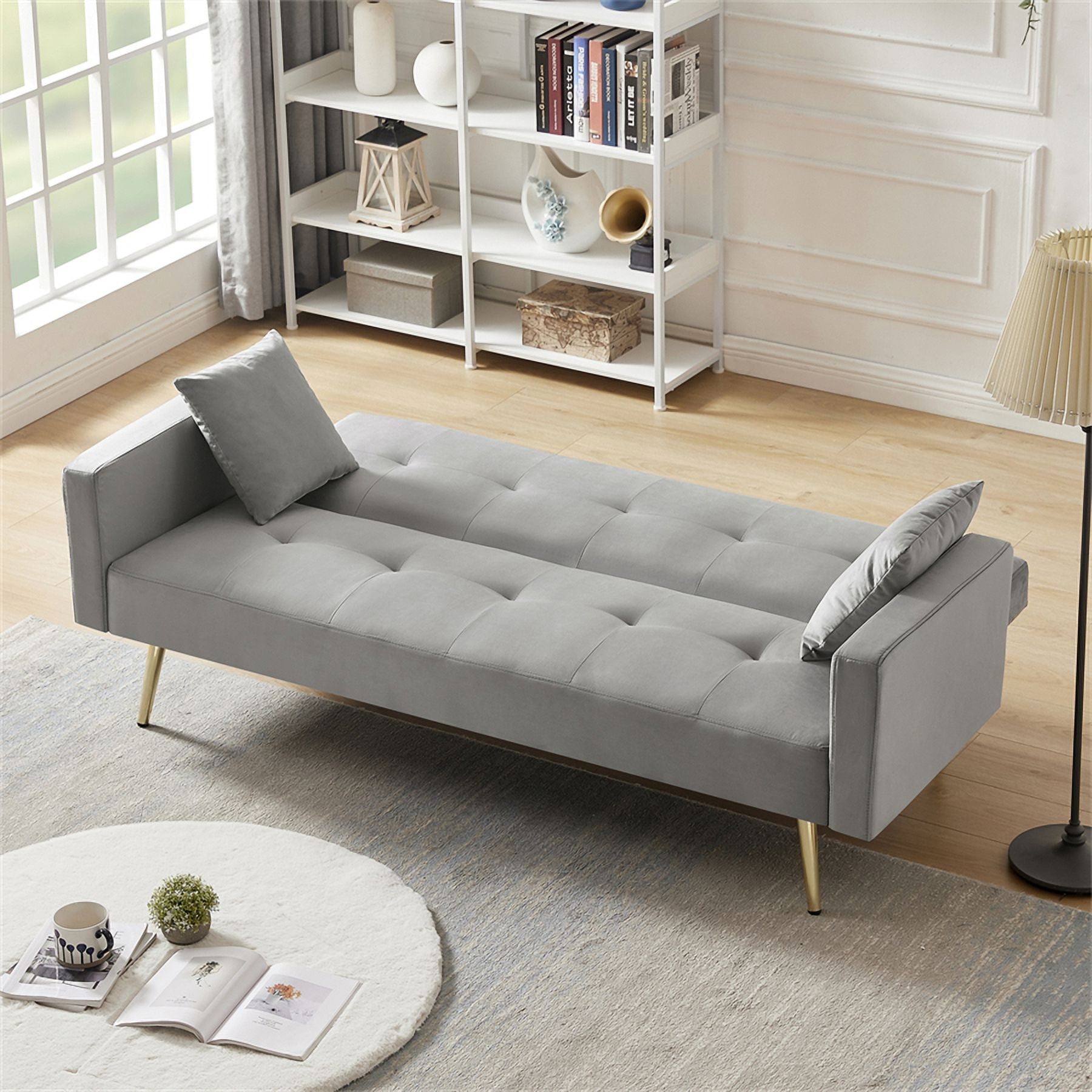 BALUS Folding Sofa Bed, Memory Foam Floor Couch Futon Sofa