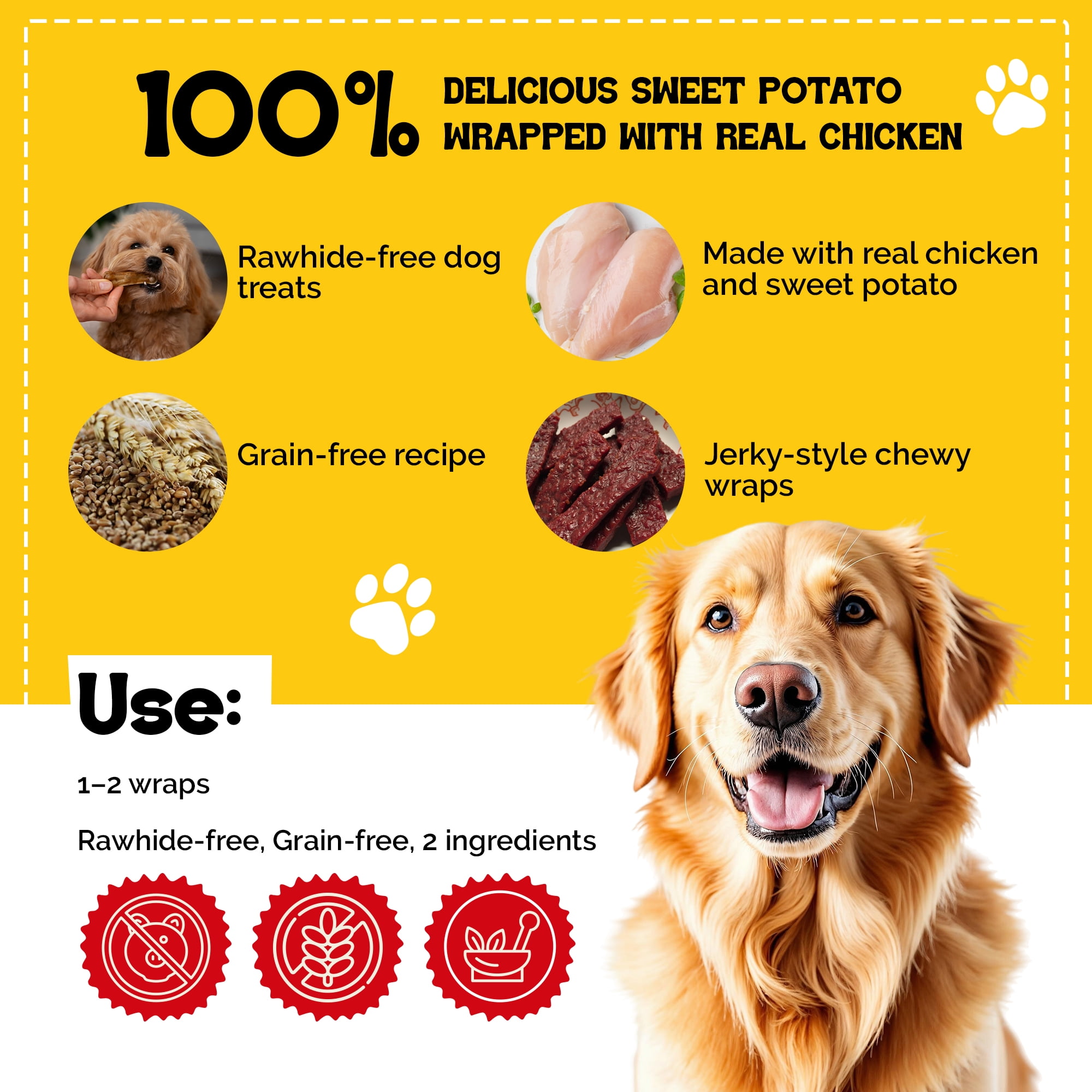 Beefeaters Sweet Potato Chews, 28 oz Resealable Bag | Grain-Free, High Protein, Low Fat Jerky Chews for Dogs