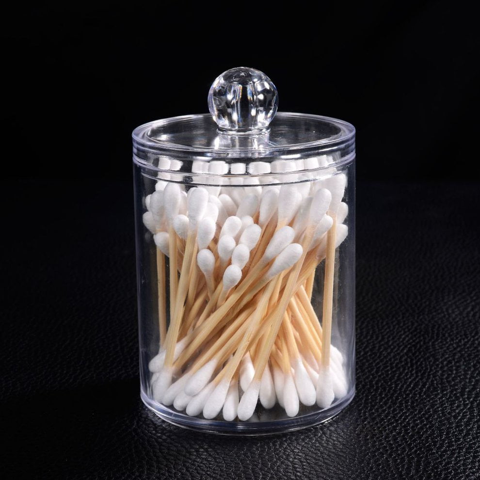 Transparent Cotton Puff Storage Box Square Round Cotton Swab Desktop