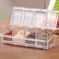 thumbnail image 4 of Juego de recipientes transparentes para especias con tapa y cuchara, organizador de cocina 4 en 1 para sal, azúcar y pimienta, frascos herméticos para almacenamiento en la despensa., 4 of 7