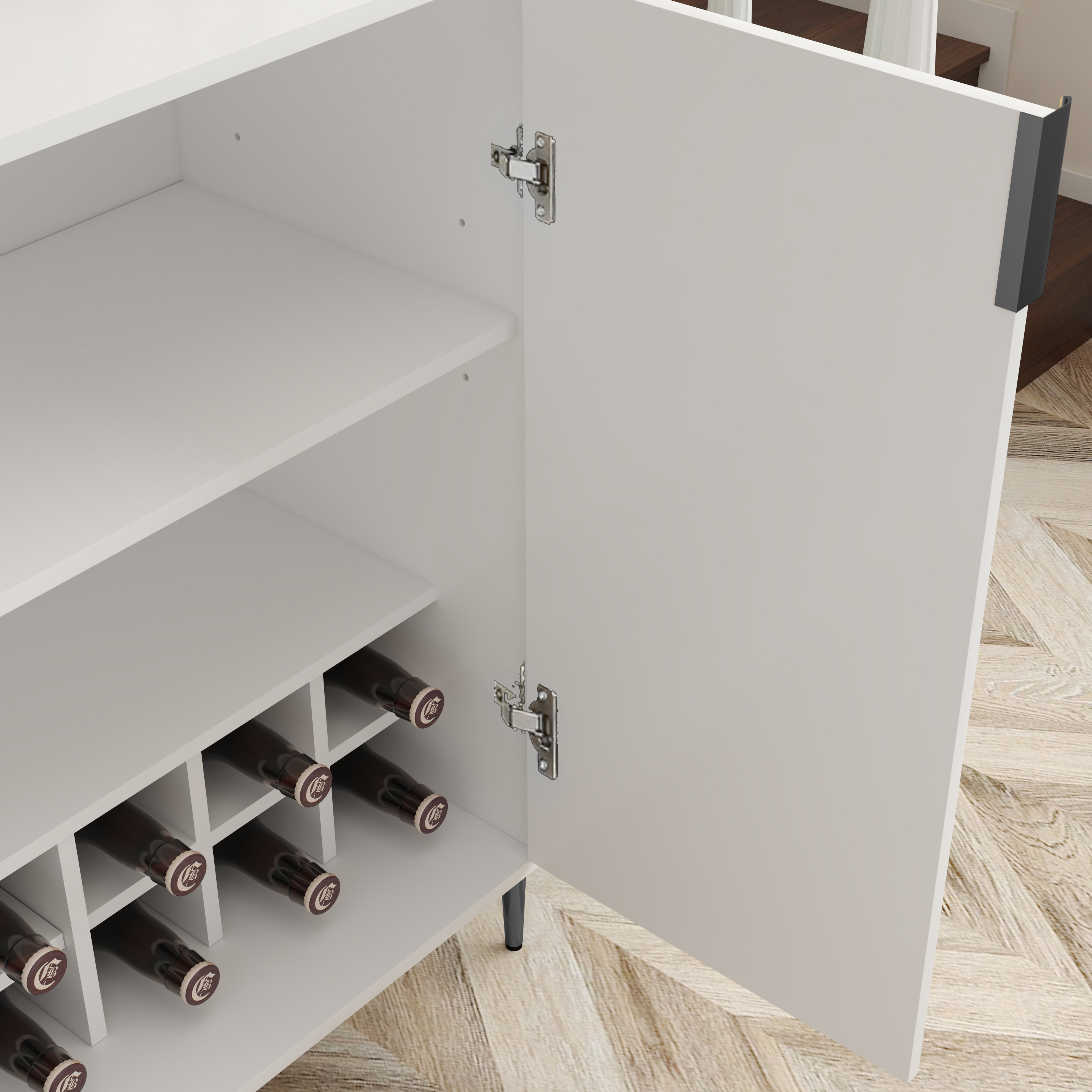 Sailvan Home Wine Bar Cabinet with Wine Rack & Adjustable Shelf