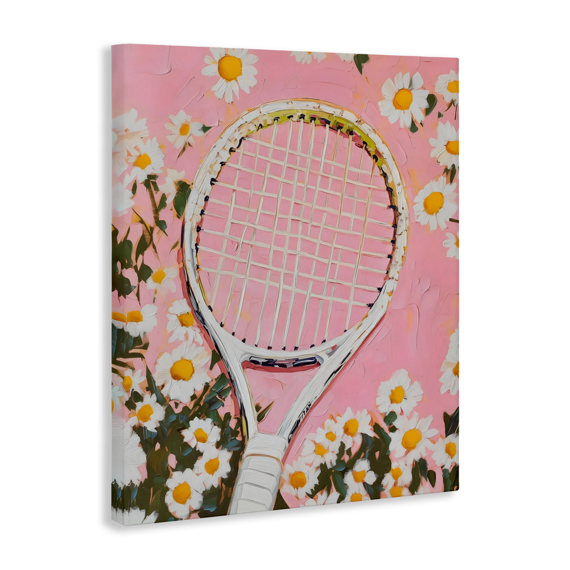 Stupell Industries Pink Tennis Racket & Daisies Canvas Wall Art, design by LSR Design Studio