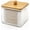 Bamboo, variant on Qtip Holder for Bathroom - Walnut Wood Lid Acrylic Cotton Swab Dispenser, Clear Apothecary Jar for Cotton Balls, Pads, Flossers, Farmhouse Vanity Storage Organizer (2 pack)