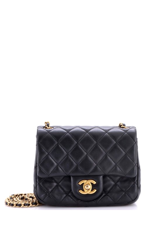 Pre-Owned Pearl Crush Square Flap Bag Quilted Lambskin Mini By Rebag