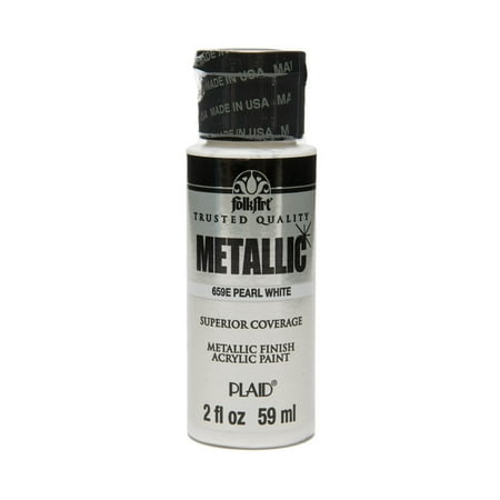 - FolkArt Metallic Finish Pearl White Acrylic Paint, 2 Fl. Oz.