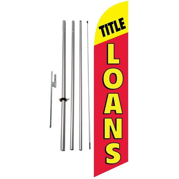 Title Loans Advertising Feather Banner Swooper Flag Kit w/Spike - Payday Loans