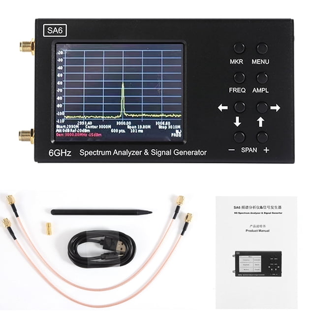 SA6 Portable Spectrum Analyzer Signal Generator 3.2 inch Touched Screen Multifunctional Handheld Spectrum Analyzer Signalizer Signal Tester
