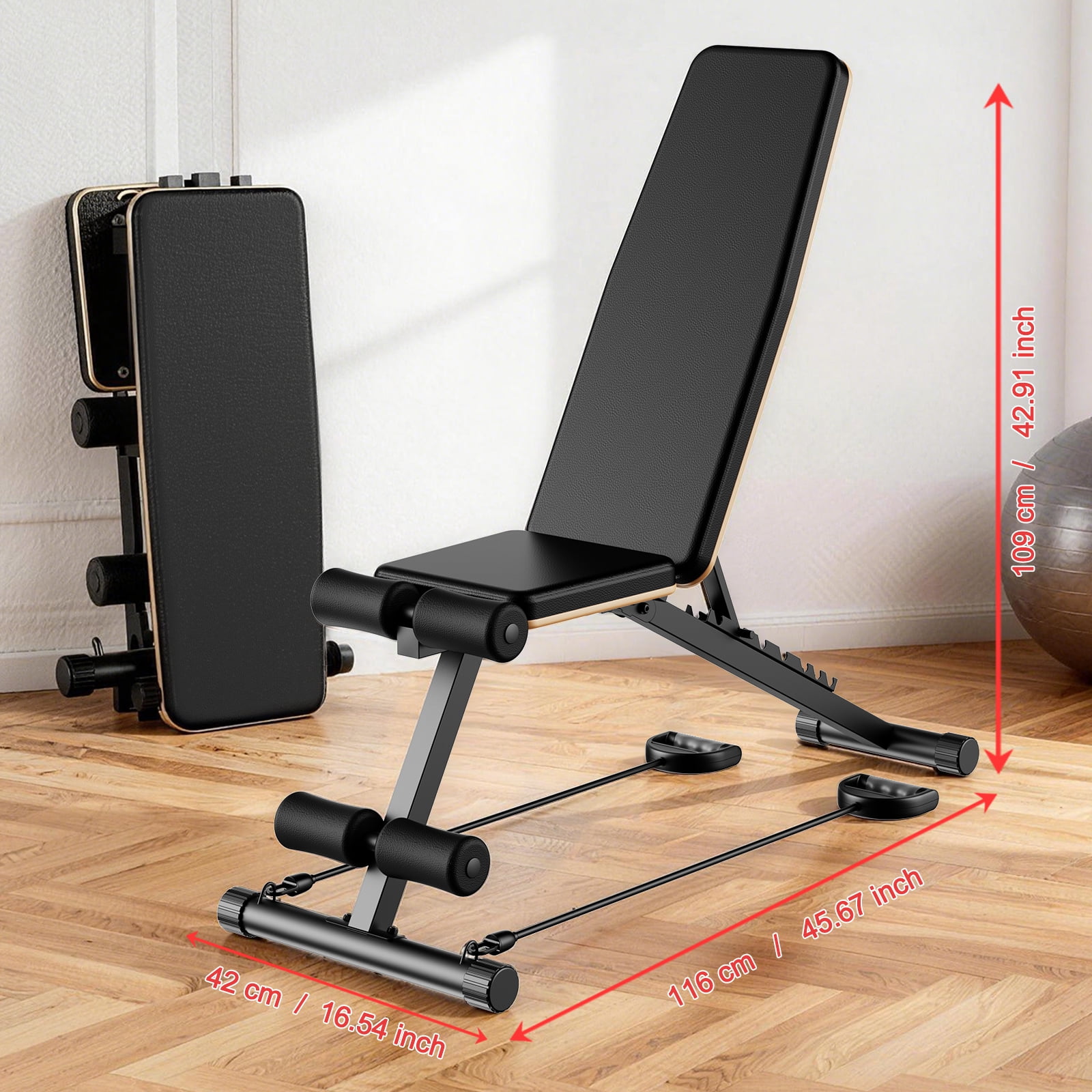 ALSO GO 8 Positions Adjustable Weight Bench,Foldable Workout Bench Olympic Weight Bench Press for Home Gym Full Body Strength Training,Support up to 660lbs