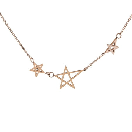 Moravian Star Jewelry Rose Gold Stainless Steel Dainy Three Star Pendant Inspiring Necklace for Women with Free Jewelry Gift Box ()