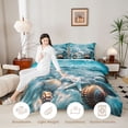 thumbnail image 3 of Manfei Lovely Starfish Twin Comforter Sets,Calm Ocean Water Bedding Set,White Blue,Reversible,2pcs,1 Comforter and 1 Pillowcase, 3 of 8