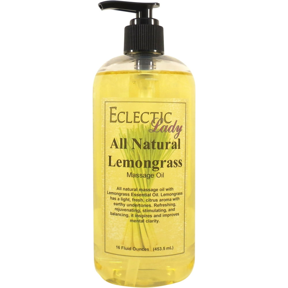 All Natural Lemongrass Massage Oil, 16 oz