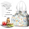 thumbnail image 4 of Pioneer Flower Floral Print Pattern Drawstring Lunch Bag Women - Drawstring Lunch Bag Insulated for Work Office - Stain-Resistant Large Lunchbags for Women with Multi-Pockets, 4 of 6