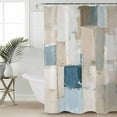 thumbnail image 2 of 72x78 Inch Shower Curtain Modern Geometric Bathroom Decor Waterproof Fabric Bathtub Bath Curtains Decorative Abstract Oil Painting Blue Brown Extra Long Shower Curtain Set with Hooks, 2 of 6