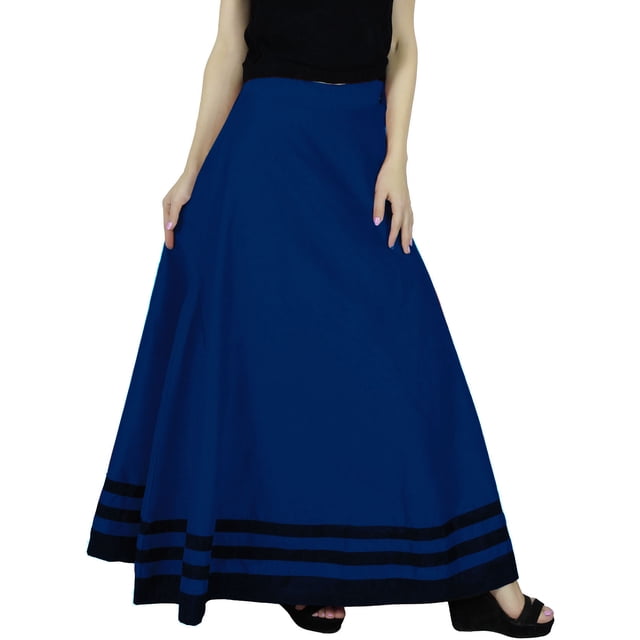 Bimba Women Long Maxi Skirt Faux Silk Boho Chic Skirts With Drawstring Waist